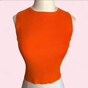 Olivaceous Dear Hannah Sleeveless Ribbed Tank - Bright Orange size large new